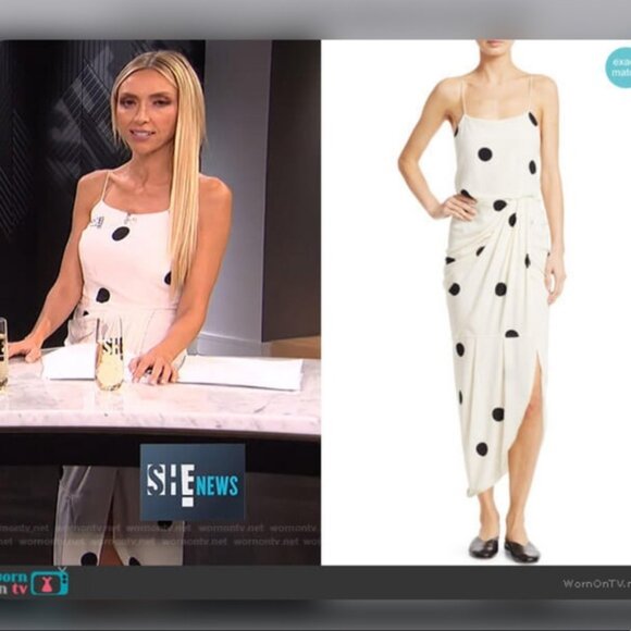 Derek Lam 10 Crosby Cream Polka Dots Cami Midi Dress Size 4 Silk Blend Wrap $550 - Picture 4 of 15